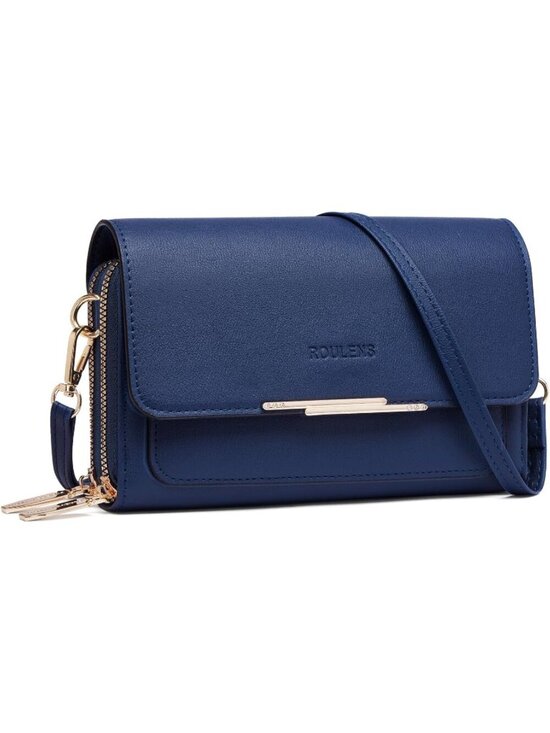 Handbags - Roulens Women's Navy Blue Pu Leather Small Shoulder Purse with Credit Card Slots